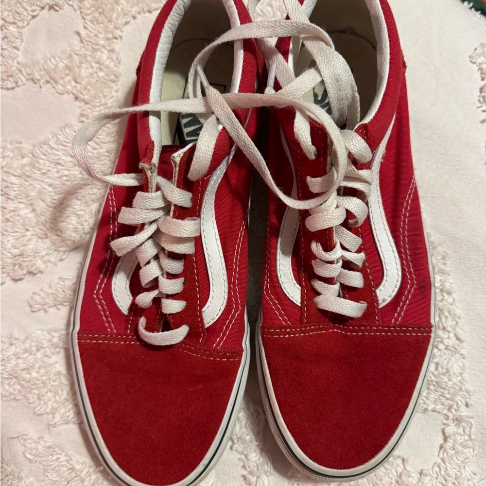 Vans Red and White Classic Sneakers